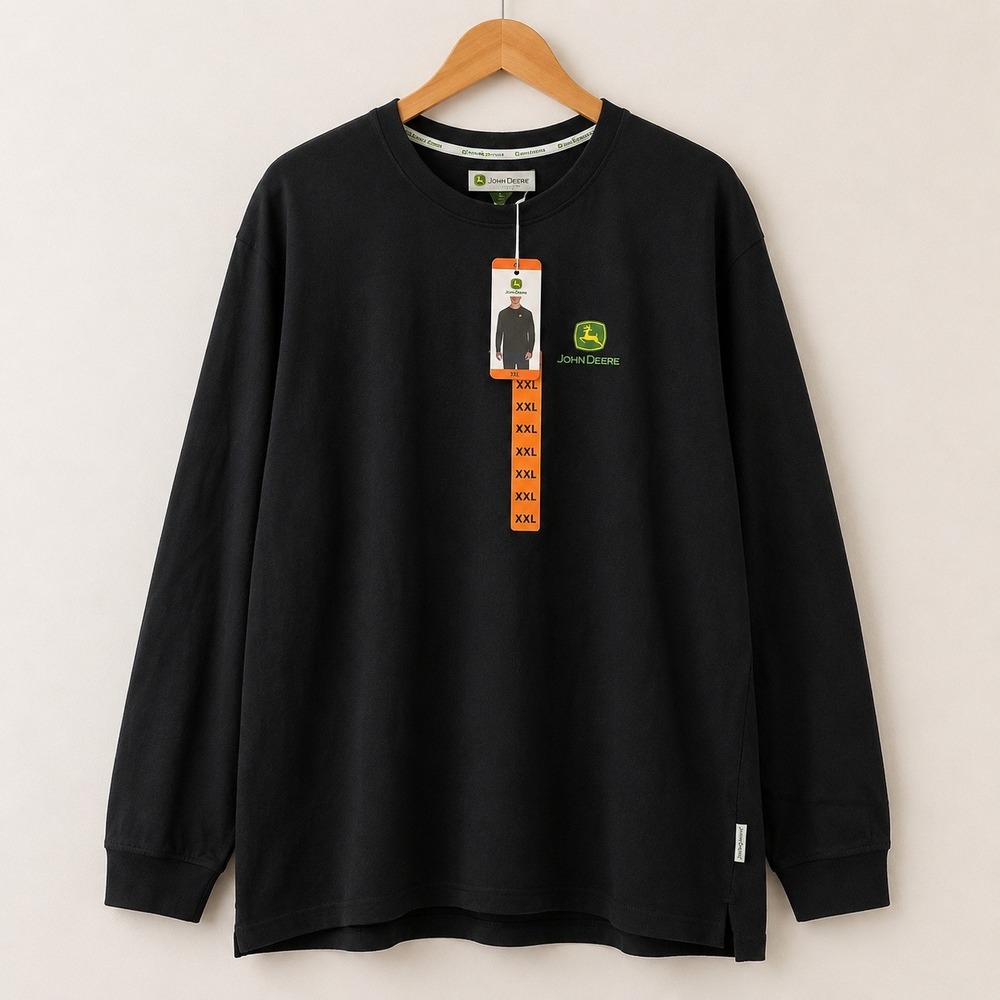 John‎ Deere Gorpcore Long Sleeve Tee Mens XXL Black Farmcore Americana Workwear